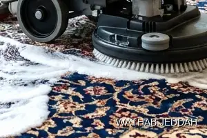 فريق وثاب جدة أثناء تنظيف سجاد في حي الرياض بجدة