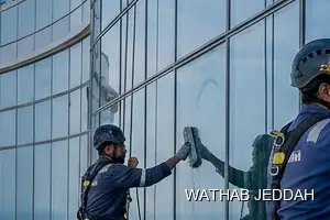 Glass Facade Cleaning results after completion in Al Hamra, Jeddah