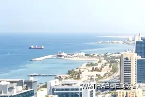 Wathab Jeddah team performing Glass Facade Cleaning in Al Muntazahat, Jeddah