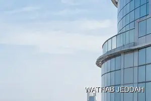 Wathab Jeddah team performing Glass Facade Cleaning in Al Zahra, Jeddah